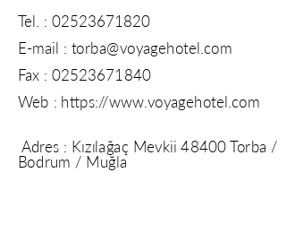 Voyage Torba iletiim bilgileri